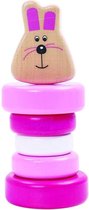 Tooky Toy Rammelaar Konijn Junior 13 Cm Hout Paars/roze/wit