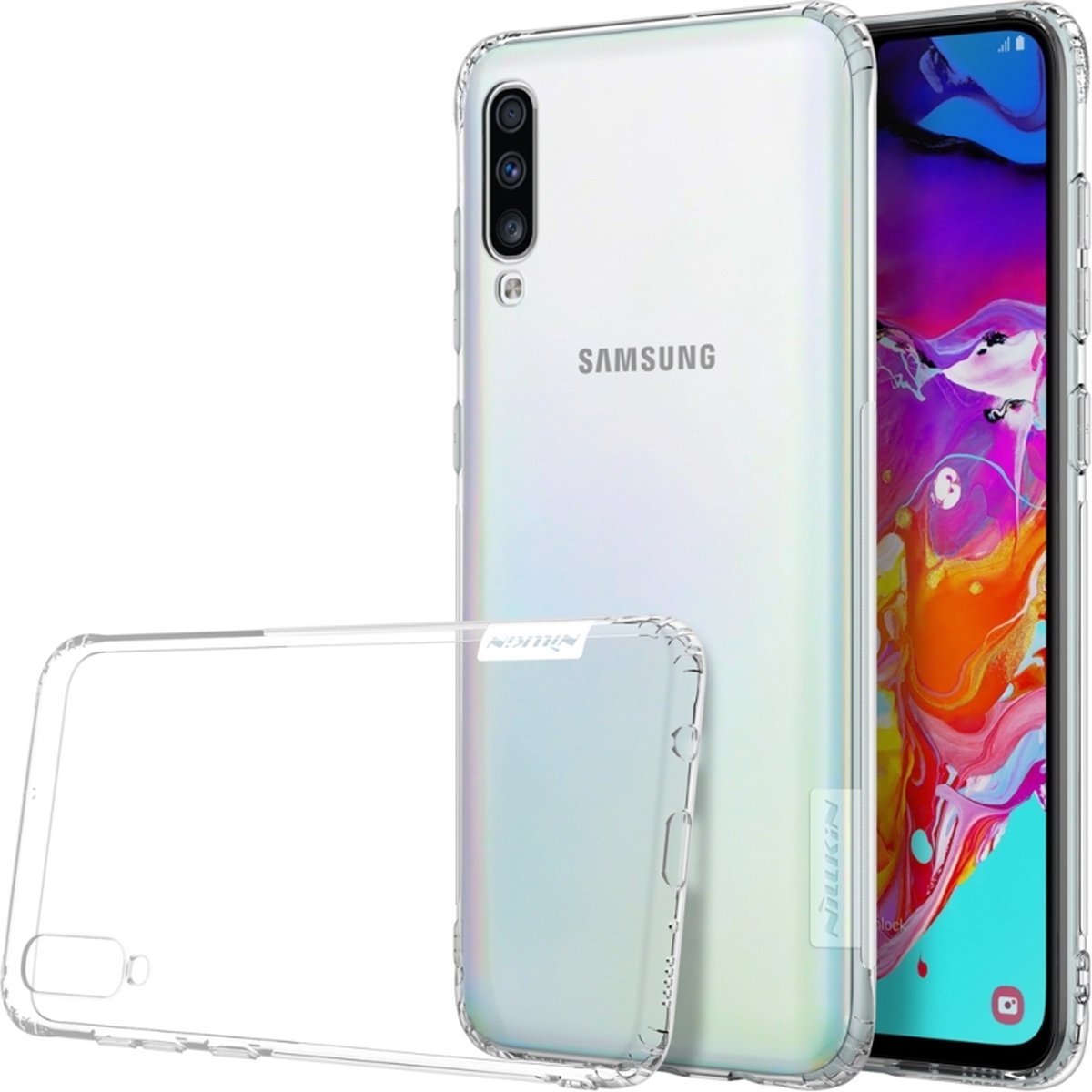 Let op type!! NILLKIN natuur TPU transparante zachte Case voor Galaxy A70 (wit)