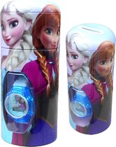 Disney Horloge & Spaarpot Frozen Meisjes 10 Cm Aluminium Roze/blauw