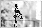 Acrylglas –Silhouet van Trompet Poppetje Zwart - Wit– 90x60 (Wanddecoratie op Acrylglas)