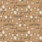Inpakpapier Bruin + ballonnen/cadeautjes 50cm x 200mtr