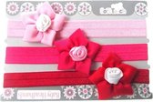 Soft Touch Haarband Rose Meisjes Nylon Roze/rood/wit 3 Stuks