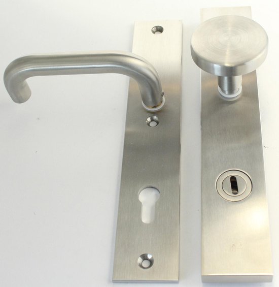 Quincaillerie de porte Tzunali en acier inoxydable massif. Modèle TAMEGA SKG *** WIDE T = 15/5 VKTB (core pull) PC92 OUTSIDE BUTTON TORRES; TABOURET INTÉRIEUR VIGO