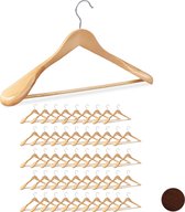Relaxdays 50 x kledinghanger - voor pakken - brede schouder - kleerhangers hout – naturel