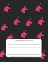 Composition Book - Unicorn: College Ruled - 200 pages - 100 Sheets - 7.44''x 9.69''