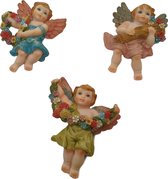 Engel beeldje met vleugels hangend – set van 3 decoratie engelenbeeldjes 11 cm hoog polyresin materiaal | GerichteKeuze
