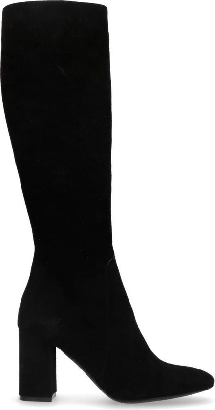 Manfield - Dames - Zwarte suède hoge laarzen - Maat 39 | bol.com