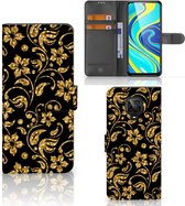 Telefoonhoesje Xiaomi Redmi Note 9 Pro | Note 9S Bookcase Cadeau voor Oma Gouden Bloemen