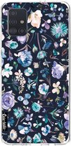 Casetastic Samsung Galaxy A51 (2020) Hoesje - Softcover Hoesje met Design - Flowers Navy Print