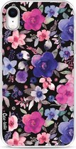 Casetastic Apple iPhone XR Hoesje - Softcover Hoesje met Design - Flowers Blue Purple Print