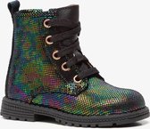 Groot leren meisjes veterboots - Zwart - Maat 22 - Echt leer