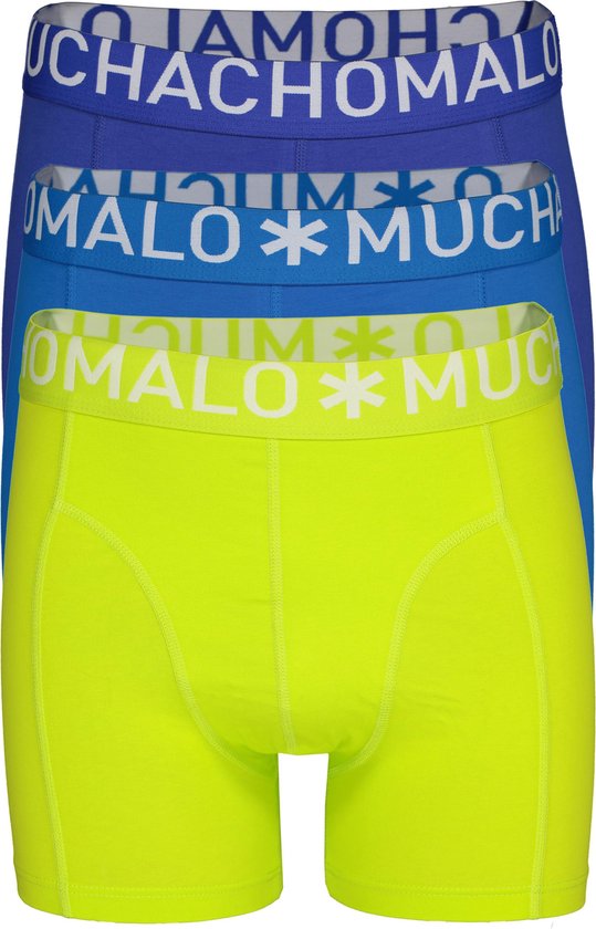 Muchachomalo boxershorts 3-pack - paarsblauw - kobaltblauw en lime -  Maat: S