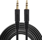Aux-kabel, 3,5 mm male mini-plug stereo audiokabel, lengte: 5 m (zwart + vergulde connector)