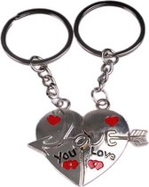 Lg-imports Sleutelhanger Hart Love You Staal Zilver 2-delig