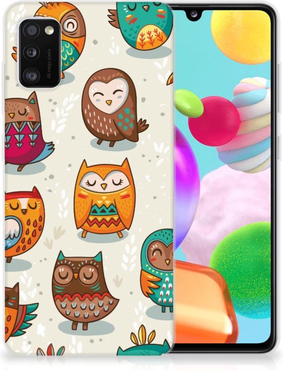 Samsung Galaxy A41 TPU Hoesje Vrolijke Uilen