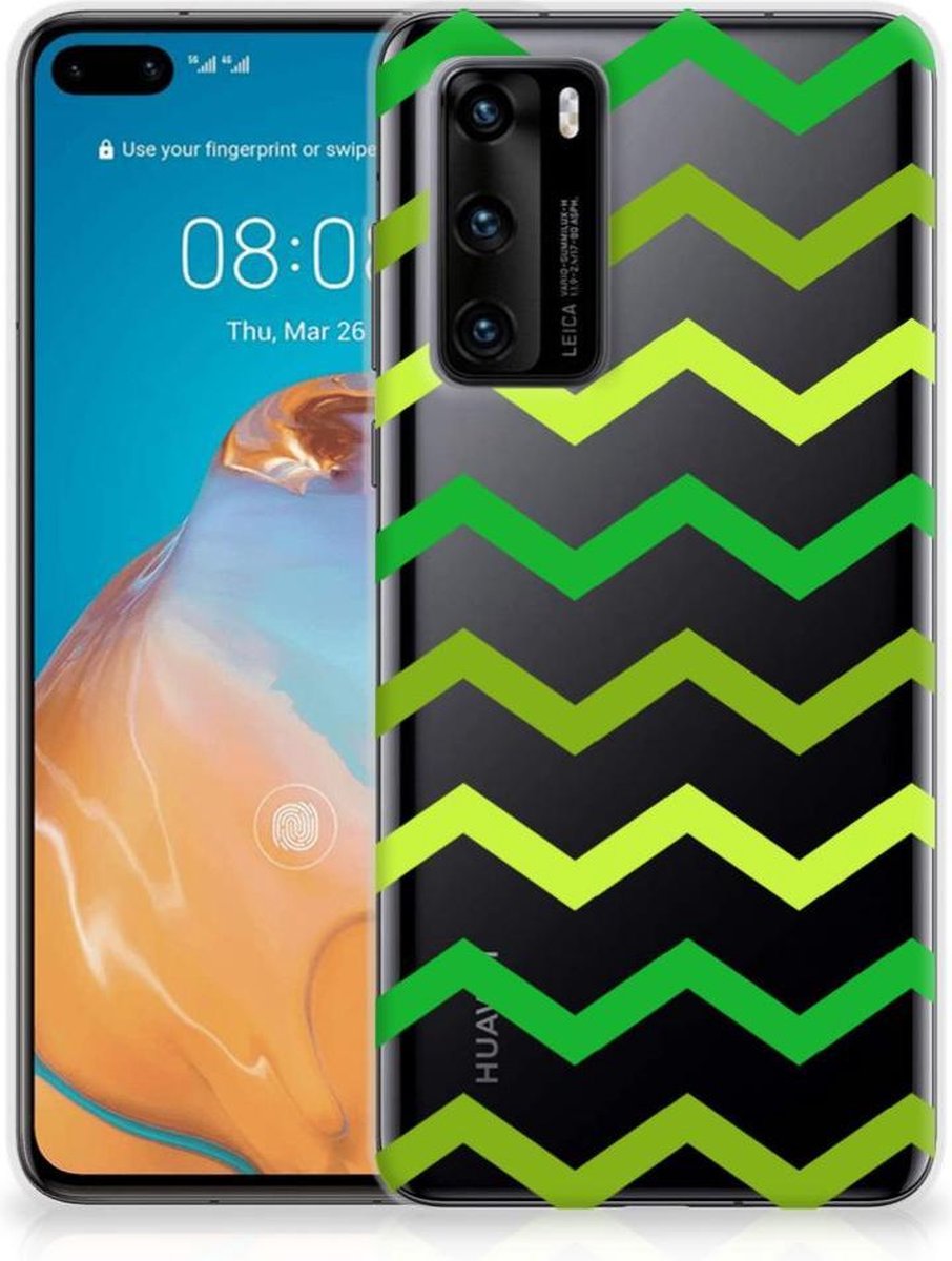 Huawei P40 TPU bumper Zigzag Groen