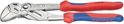 Knipex "86 05 250" waterpomptang met rode en blauwe handvatten.