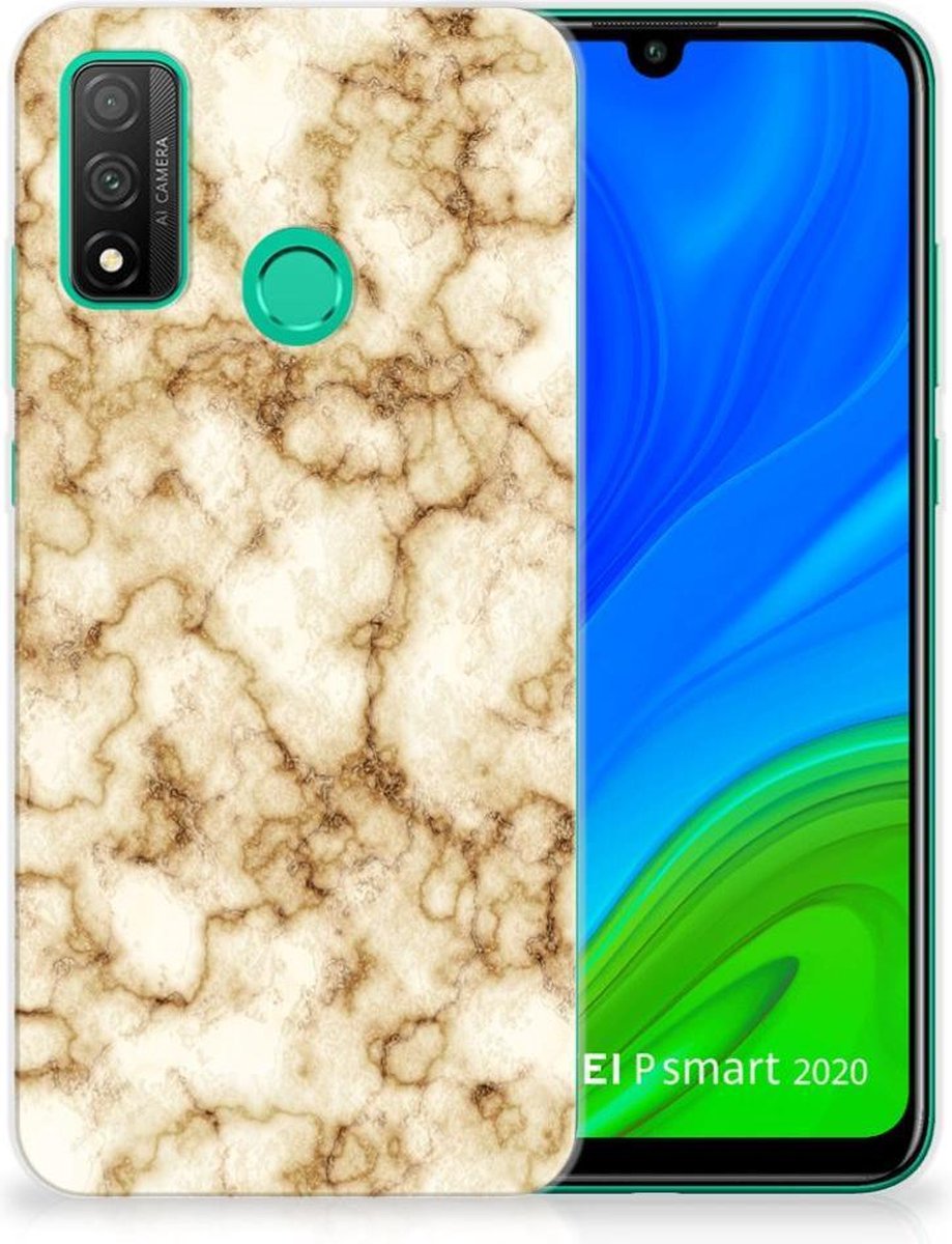 Huawei P Smart 2020 TPU Siliconen Hoesje Marmer Goud