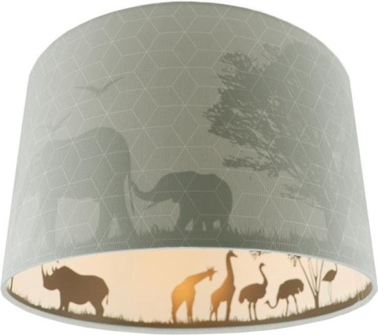 Olucia Safari - Kinderkamer plafondlamp - Groen - E27