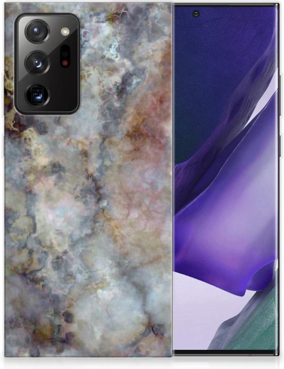 Samsung Galaxy Note20 Ultra TPU Siliconen Hoesje Marmer Grijs