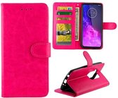 Motorola Moto One zoom hoesje book case roze