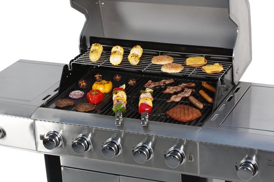 Gasbarbecue en Grill - 5 + 1 branders + 1 infrarood zijbrander - Buitenkeuken - Edelstaal BBQ - Master Cook