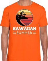 Hawaiian zomer t-shirt / shirt Hawaiian summer voor heren - oranje - beach party outfit / vakantie kleding / strand feest shirt 2XL