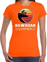 Hawaiian zomer t-shirt / shirt Hawaiian summer voor dames - oranje -  Hawaiian party / vakantie outfit / kleding / feest shirt M