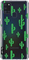 Casetastic Samsung Galaxy A21s (2020) Hoesje - Softcover Hoesje met Design - American Cactus Green Print