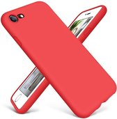 Siliconen hoesje met camera bescherming geschikt voor Apple iPhone SE 2020 - rood + Glazen screen protector
