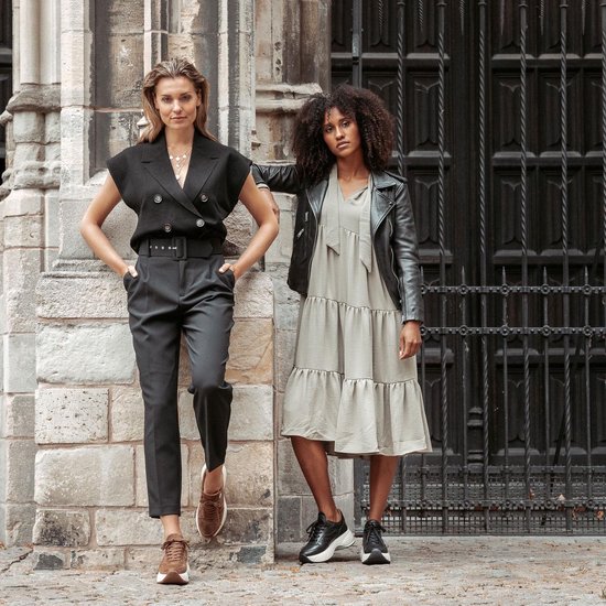 VIA VAI Sneaker NAJA CLOUD Beige Leer - Bormans Modeschoenen