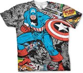 Marvel Captain America Heren Tshirt -XXL- Comic Allover Multicolours