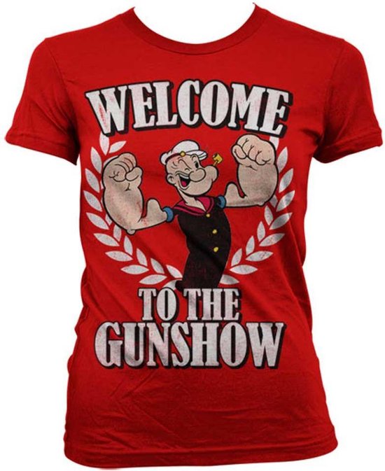 Popeye Dames Tshirt -M- Welcome To The Gunshow Rood