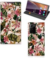 Hoesje ontwerpen Geschikt voor Samsung Galaxy Note 20 Ultra Smart Cover Valentijn Cadeautje Vrouw Bloemen