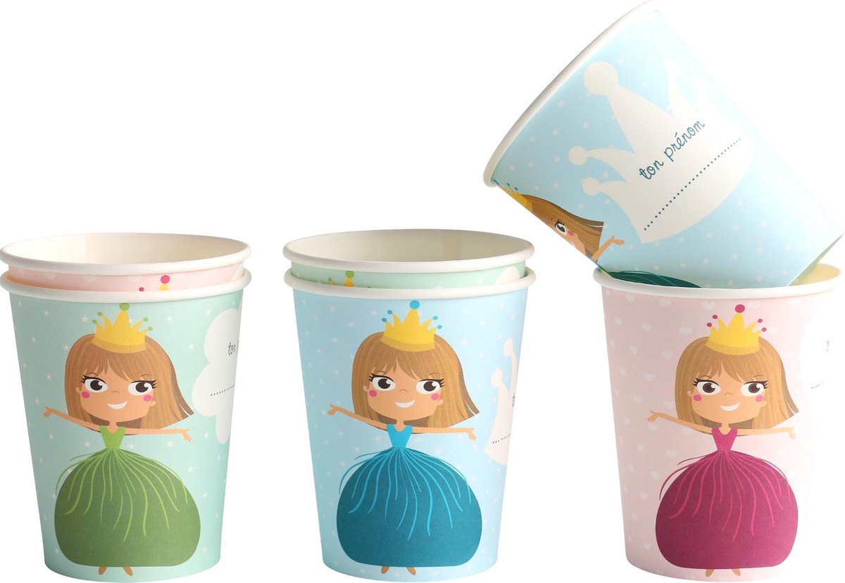 DYNASTRIB - 6 kartonnen prinses bekers