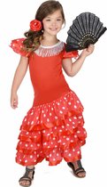 LUCIDA - Rode flamenco danseres kostuum voor meisjes - S 110/122 (4-6 jaar)