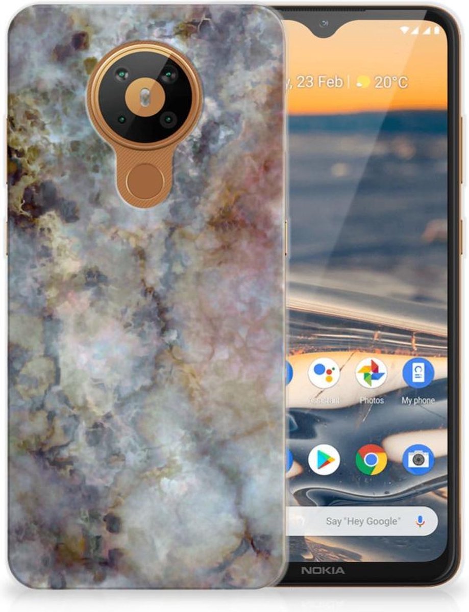 Back Cover voor Nokia 5.3 TPU Siliconen Hoesje Marmer Grijs