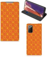 Telefoonhoesje Geschikt voor Samsung Galaxy Note20 Wallet Case Batik Orange