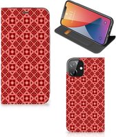 Stand Case Geschikt voor iPhone 12 | Geschikt voor iPhone 12 Pro Smartphone Hoesje Batik Red