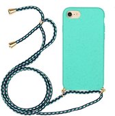 Apple iPhone 6/6S/7/8 Hoesje Back Cover Flexibel TPU met Koord Blauw