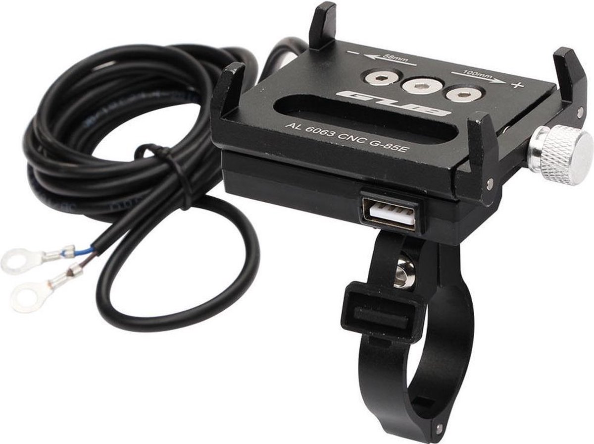 GUB G85E Telefoonhouder voor Motor / E-Bike / Elektrische Fiets USB Output voor opladen/oplader