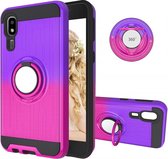 Voor Galaxy A2 Core 2 in 1 pc + TPU beschermhoes met 360 graden roterende ringhouder (roze rood)
