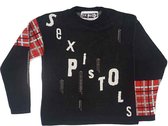 Sex Pistols Gebreide trui -L- Distressed Tartan Logo Zwart