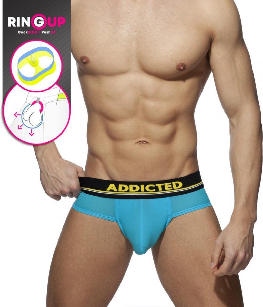 Addicted Cockring C Through Brief Blauw MAAT L Heren Ondergoed erotisch Heren. bol