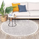 Rond hoogpolig vloerkleed - Lofty Fringe Licht Grijs Ø 150cm