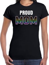 Proud mom regenboog / LHBT t-shirt zwart voor dames - LHBT / lesbo / gay  / rainbow - outfit XS