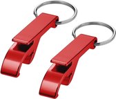 Set van 15x stuks flesopeners met sleutelhanger rood 6 cm - Voordelige weggevertjes