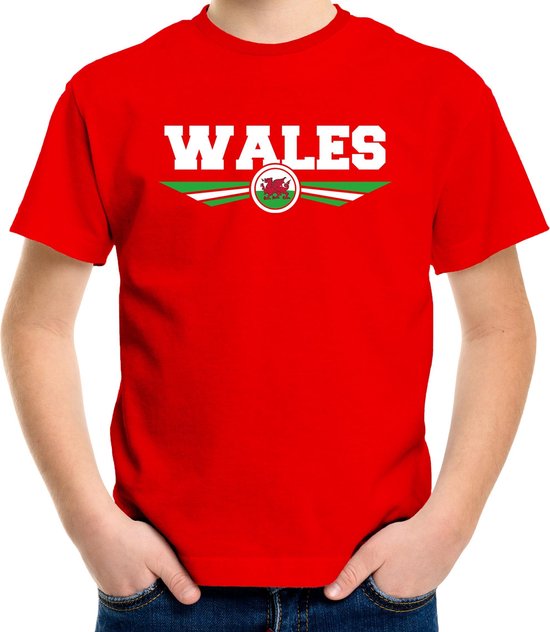 Wales landen t-shirt rood kids - Wales landen shirt / kleding - EK / WK / Olympische spelen outfit 122/128