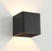 Wandlamp Fulda Zwart - 10x10x10cm - LED 6W 2700K 540lm - IP20 - Dimbaar > wandlamp binnen zwart | wandlamp zwart | wandlamp hal zwart | wandlamp woonkamer zwart | wandlamp slaapkam