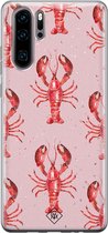 Huawei P30 Pro hoesje siliconen - Lobster all the way | Huawei P30 Pro case | Roze | TPU backcover transparant